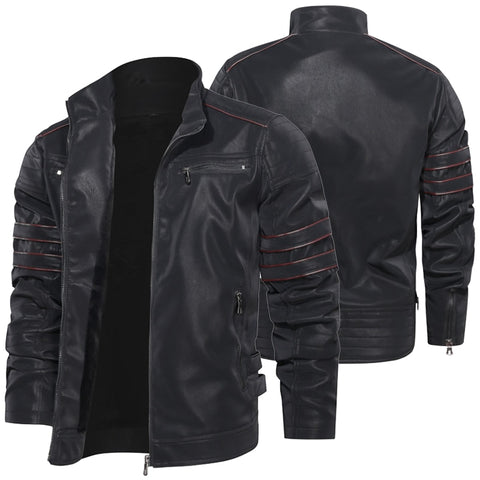 2020 New Men's PU Leather Jacket Plus Velvet Warm Zipper Coat Male Windproof Motorcycle Jacket Coats Man Leather Biker Outwear